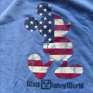 Disney Blue Patriotic Mickey Sweatshirt size M oversized cut hem
